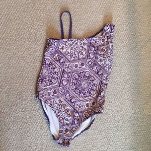 Purple & Off-White One Piece Swimsuit
